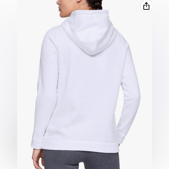 Under Armour Womens Hustle Fleece Hoodie , White (100)/Graphite , Large - Picture 3 of 8